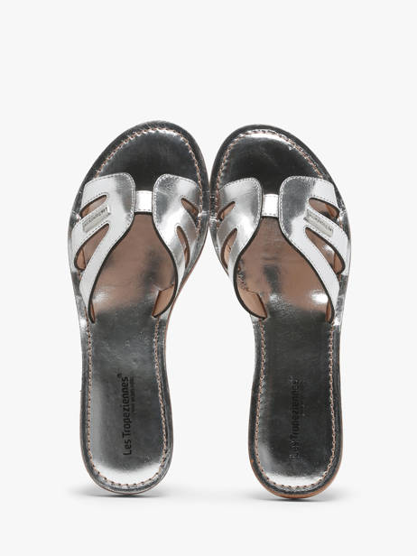 Slippers Damia In Leather Les tropeziennes Silver women DAMIA other view 2