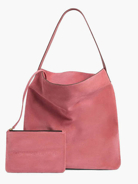 Shoulder Bag Lady In Suede Leather Gerard darel Pink folk G407