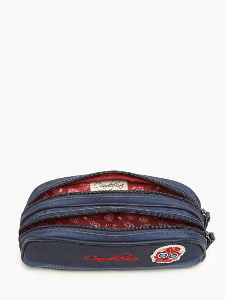 2 Compartments Pouch Cameleon Blue vintage family boulanger TROU other view 1