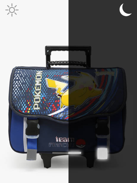 Cartable à Roulettes 2 Compartiments Pokemon Bleu energie electrique 23KK203R vue secondaire 5