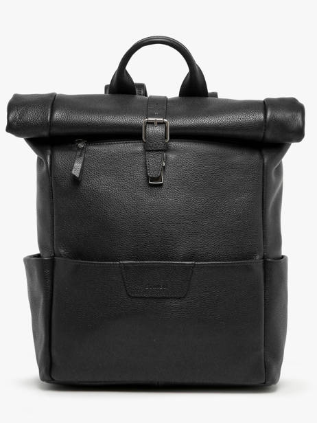 1 Compartment Backpack Leather Etrier Black flandres EFLA8102