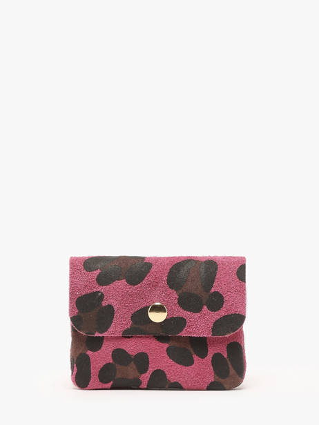 Porte-monnaie Cuir Milano Rose velvet leopardo VL23092