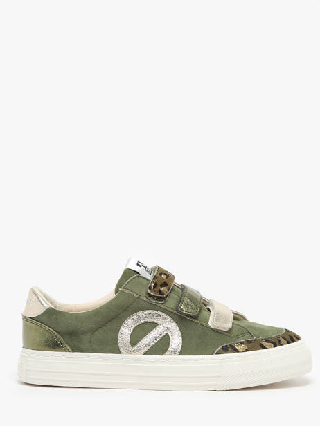 Velcro Sneakers In Leather No name Green women GLGL0466