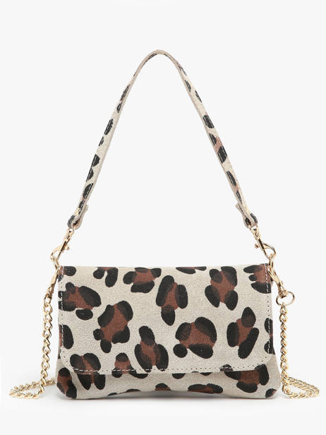 Shoulder Bag Velvet Leopardo Leather Milano Beige velvet leopardo VL24063