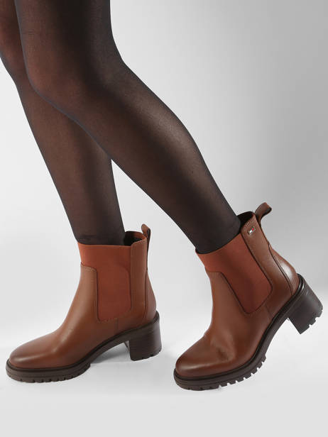 Heeled Boots In Leather Tommy hilfiger Brown women 8163GPK other view 1