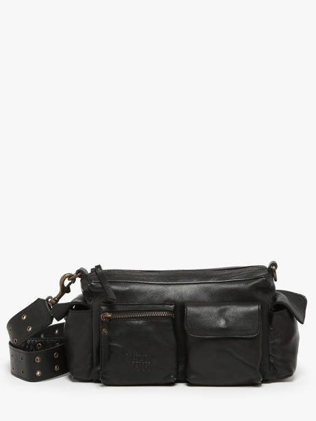 Sac Bandoulière Cargo Cuir Basilic pepper Noir cargo BCAR01