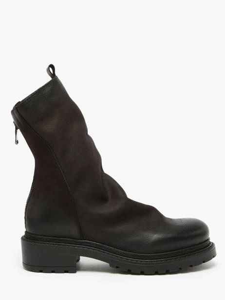 Bottines Biker En Cuir Metisse Noir women Bottines en nubuck.