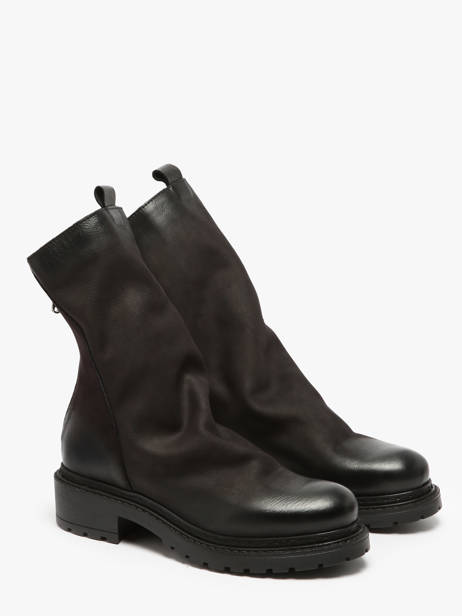 Bottines Biker En Cuir Metisse Noir women Bottines en nubuck. vue secondaire 1