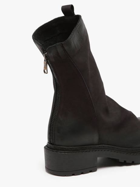 Bottines Biker En Cuir Metisse Noir women Bottines en nubuck. vue secondaire 2