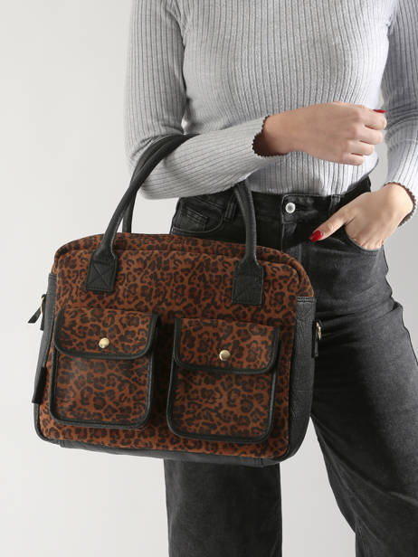 Leather Dandy Leopard Satchel Paul marius Brown leopard DANDYLEO other view 1