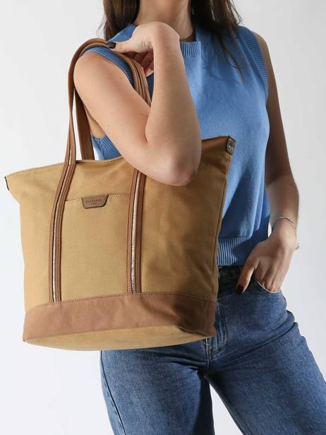 A4 Size Shoulder Bag Kaya Canvas Hexagona Beige kaya 5920056 other view 1