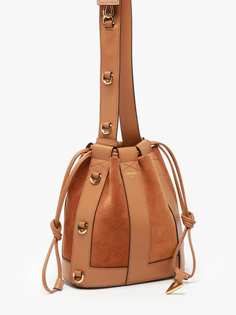 Small Leather Elles Bucket Bag Lancel Brown elles A13359 other view 2