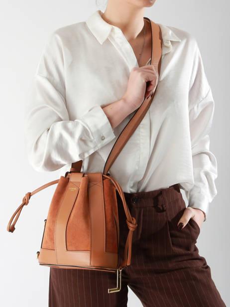 Small Leather Elles Bucket Bag Lancel Brown elles A13359 other view 1