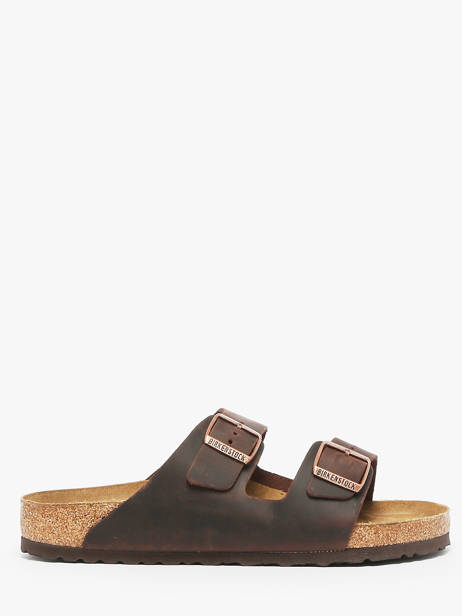 Slippers Arizona Leoi Habana In Leather Birkenstock Brown men 52531