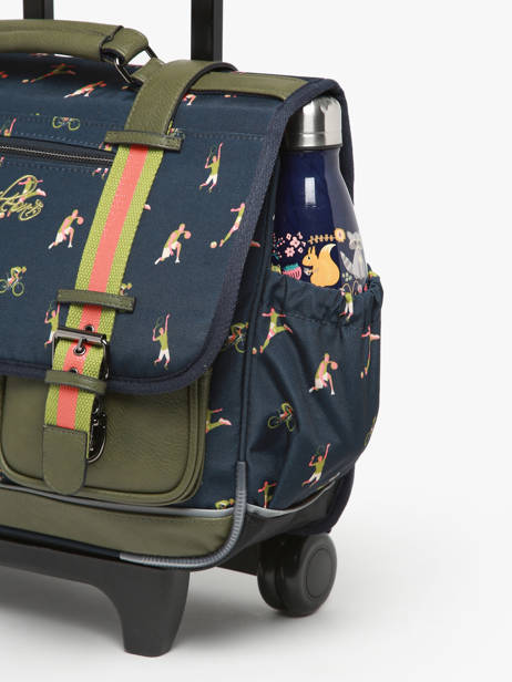 Wheeled Schoolbag 2 Compartments Cameleon Green vintage urban PBVBCR38 other view 6