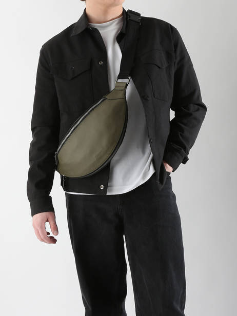 Men's Leather Origami Belt Bag Lancel Green origami A13426 other view 1