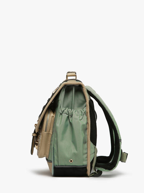Satchel For Kids 2 Compartments Cameleon Green vintage fantasy CA35 other view 2