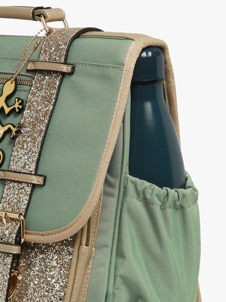 Satchel For Kids 2 Compartments Cameleon Green vintage fantasy CA35 other view 5