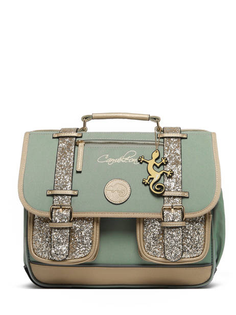 Satchel For Kids 2 Compartments Cameleon Green vintage fantasy CA35 other view 7