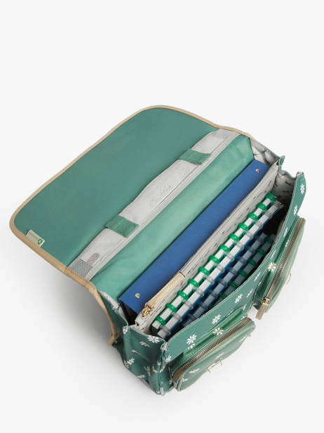 Satchel For Kids 2 Compartments Cameleon Green vintage fantasy CA38 other view 3