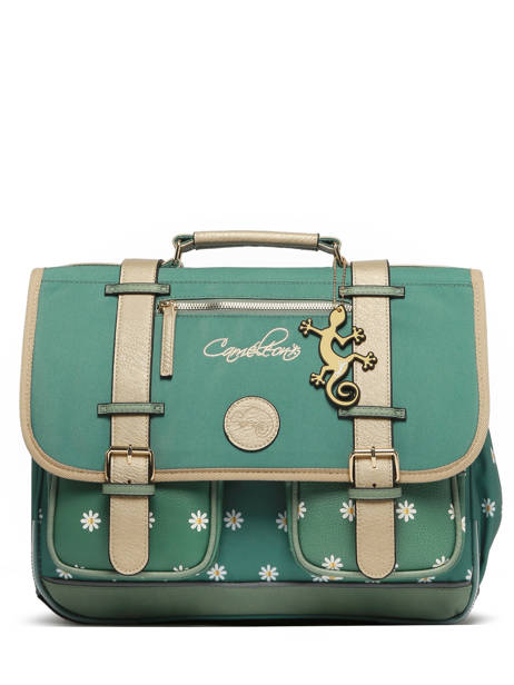 Satchel For Kids 2 Compartments Cameleon Green vintage fantasy CA38 other view 7