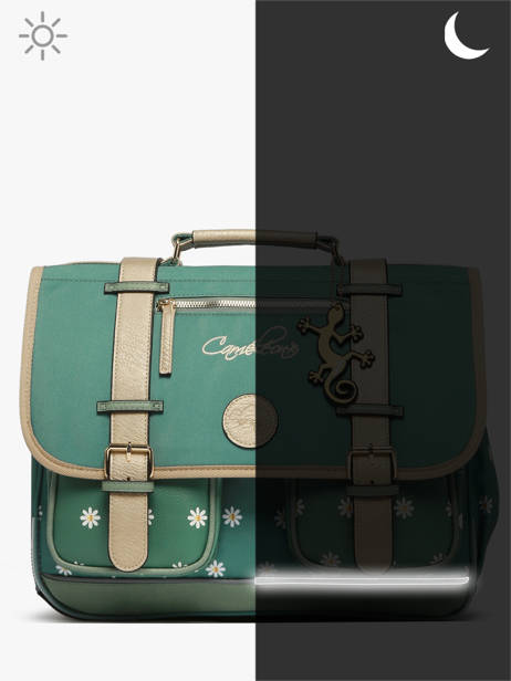 Satchel For Kids 2 Compartments Cameleon Green vintage fantasy CA38 other view 8