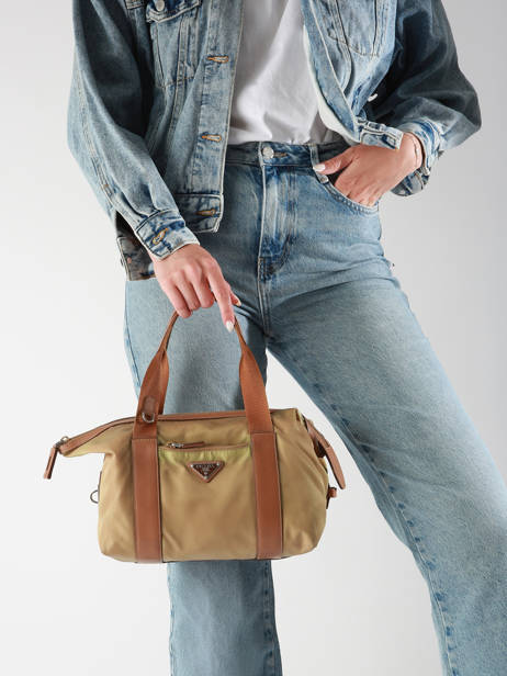 Preloved Prada Tessuto Satchel Leather And Nylon Prada Beige second life 1210372 other view 1