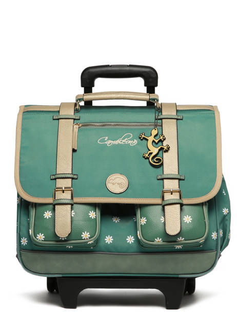 3-compartment Wheeled Satchel Cameleon Green vintage fantasy CR41 other view 8