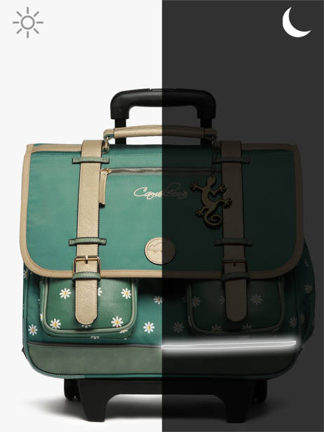 3-compartment Wheeled Satchel Cameleon Green vintage fantasy CR41 other view 9