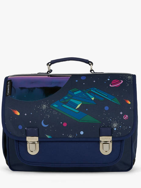 2-compartment Satchel Caramel et cie Blue fier GA