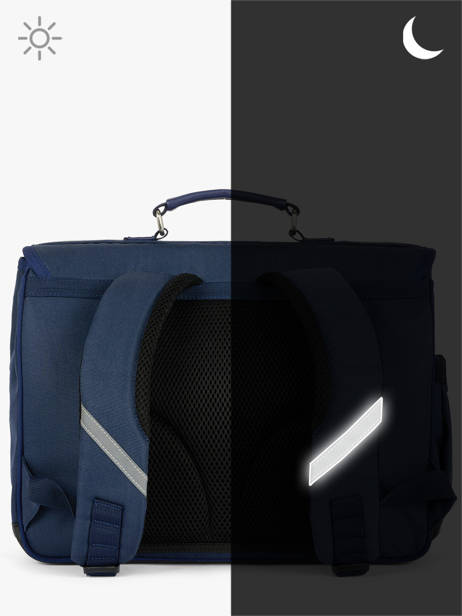 2-compartment Satchel Caramel et cie Blue fier GA other view 5