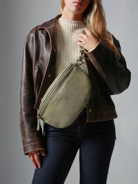 Leather Cow Belt Bag Basilic pepper Green cow BCOW54 other view 1