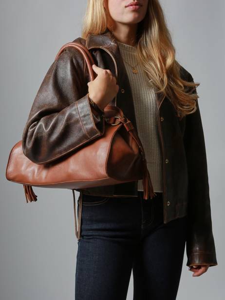 Sac Porté épaule Cow Cuir Basilic pepper Marron cow BCOW84 vue secondaire 1