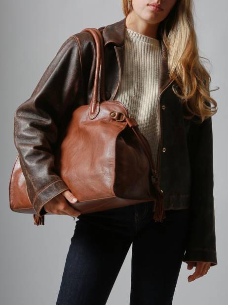 Shoulder Bag Cow A4 Leather Basilic pepper Brown cow BCOW85 other view 1