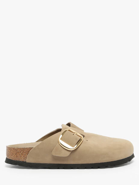 Slippers Boston Big Buckle In Leather Birkenstock Beige women 1030425
