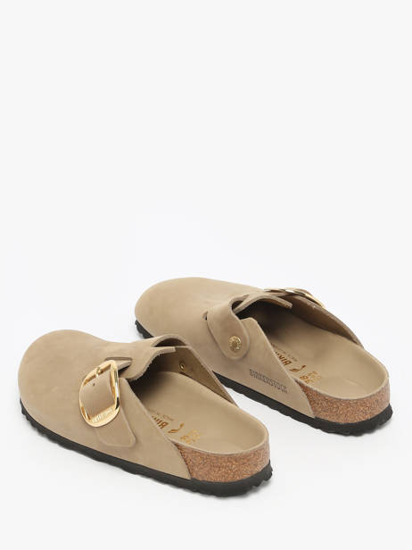 Slippers Boston Big Buckle In Leather Birkenstock Beige women 1030425 other view 3