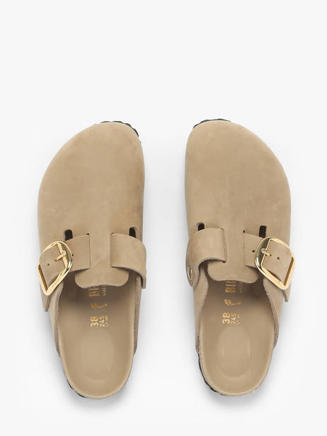 Slippers Boston Big Buckle In Leather Birkenstock Beige women 1030425 other view 4