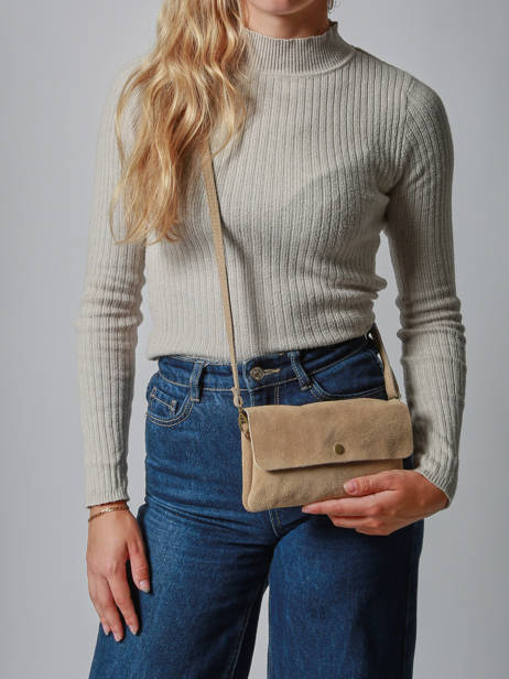 Shoulder Bag Velvet Leather Milano Beige velvet VE23067 other view 1