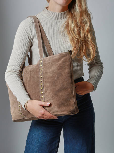 Shoulder Bag Velvet Leather Milano Beige velvet VE24113 other view 1