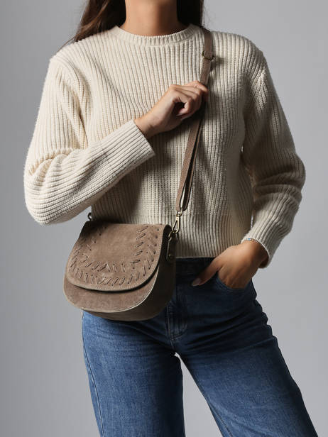Shoulder Bag Velvet Leather Milano Beige velvet VE25062 other view 1