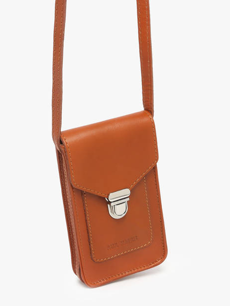 Leather Phone Bag Paul marius Brown vintage TELEPHON other view 2