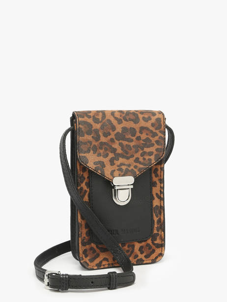 Leather Phone Bag Leopard Paul marius Black leopard TELEPLEO other view 2