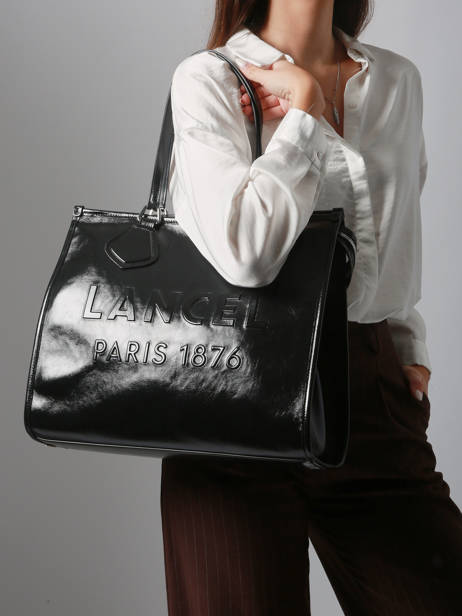 Zipped Tote Bag In Naplack Leather Lancel Black cabas d'ete A13770 other view 1