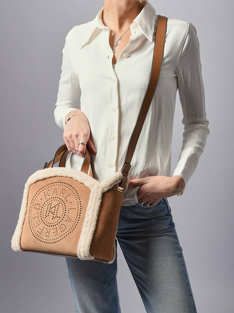 Leather K Circle Shearling Satchel Karl lagerfeld Brown k circle A4W30087 other view 1