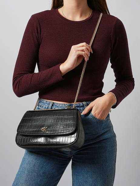 Shoulder Bag Croc Embossed Mono Calvin klein jeans Black croc embossed mono 4F3284G other view 1
