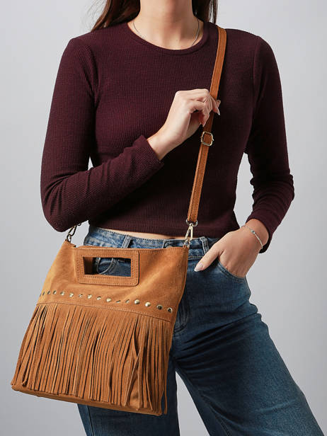 Shoulder Bag Velvet Leather Milano Brown velvet VE25091 other view 1