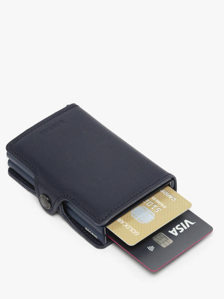 Leather Twin Original Card Holder 2 Compartments Secrid Blue original TO other view 2