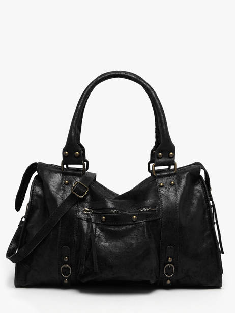 A4 Size Shoulder Bag Spazzolato Leather Milano Black spazzolato SP24095