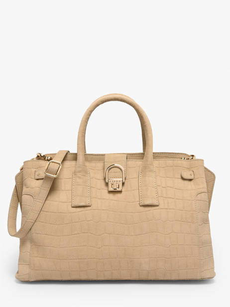 Sac Porté Main M Equestre Croco Cuir Etrier Beige equestre croco EEQC142M