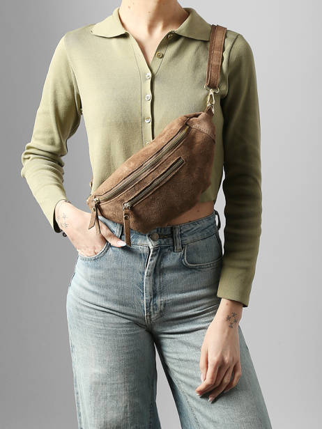 Sac Banane Cuir Milano Beige velvet VE24119O vue secondaire 1